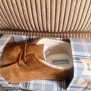 Haggar Men's Chestnut Brown Suede Slip-On Slippers